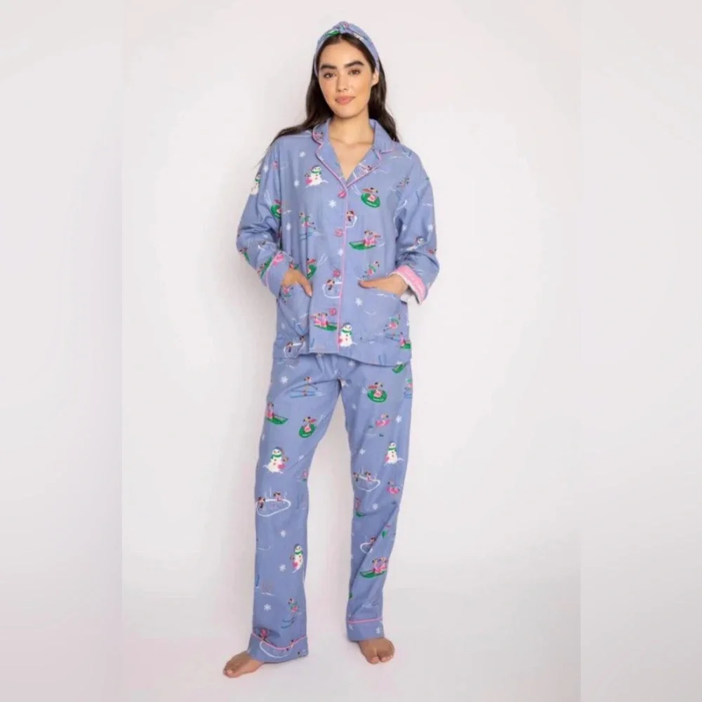 PJ Salvage Periwinkle Flamingos Flannel PJ Set - Picture 2 of 12